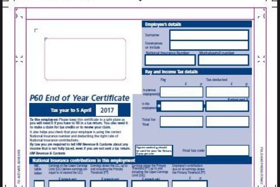 Payroll Year end forms P60