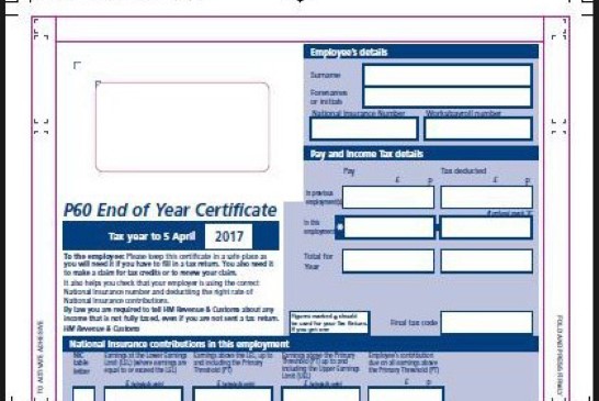 p60 half page (Custom) Payroll Year end forms P60